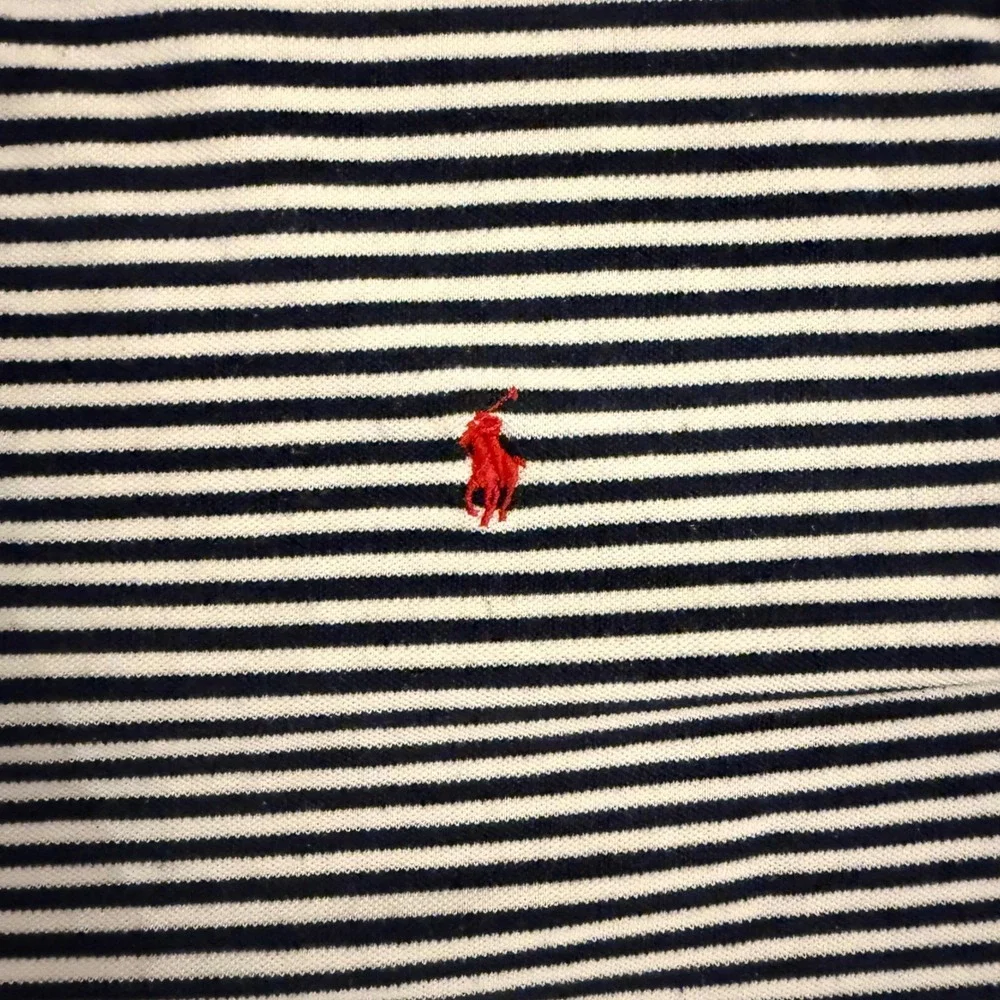 Polo Ralph Lauren Shirt Mens 3XL Big Navy White Striped Short Sleeve Cotton Polo
